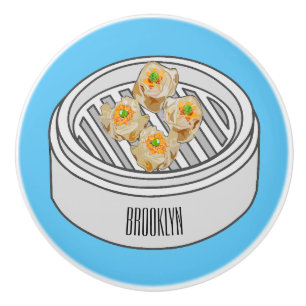 Shumai dim sum cartoon illustration ceramic knob
