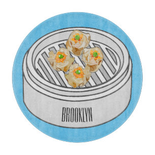 Shumai dim sum cartoon illustration cutting board