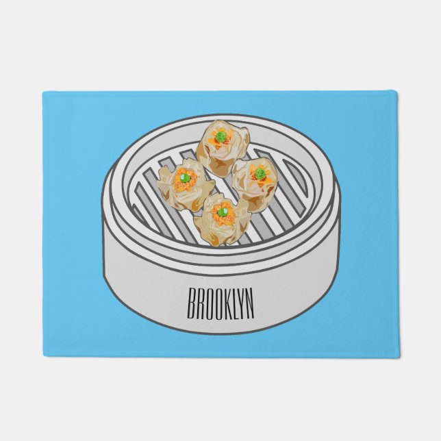 Shumai dim sum cartoon illustration doormat (Front)