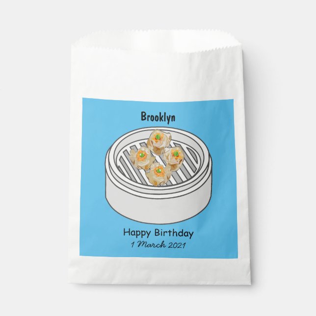 Shumai dim sum cartoon illustration favour bag (Front)