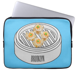 Shumai dim sum cartoon illustration laptop sleeve