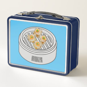 Shumai dim sum cartoon illustration metal lunch box