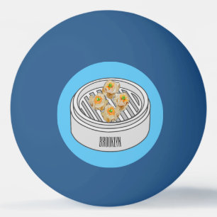 Shumai dim sum cartoon illustration ping pong ball