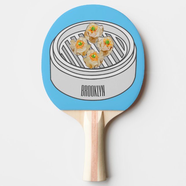 Shumai dim sum cartoon illustration ping pong paddle (Front)