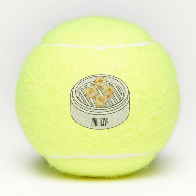 Shumai dim sum cartoon illustration tennis balls (Front)