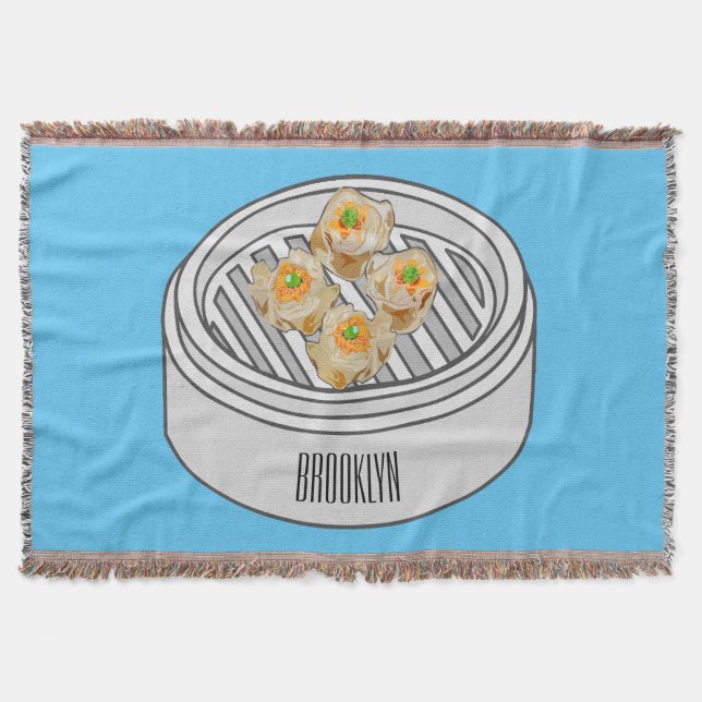 Shumai dim sum cartoon illustration throw blanket (Front)