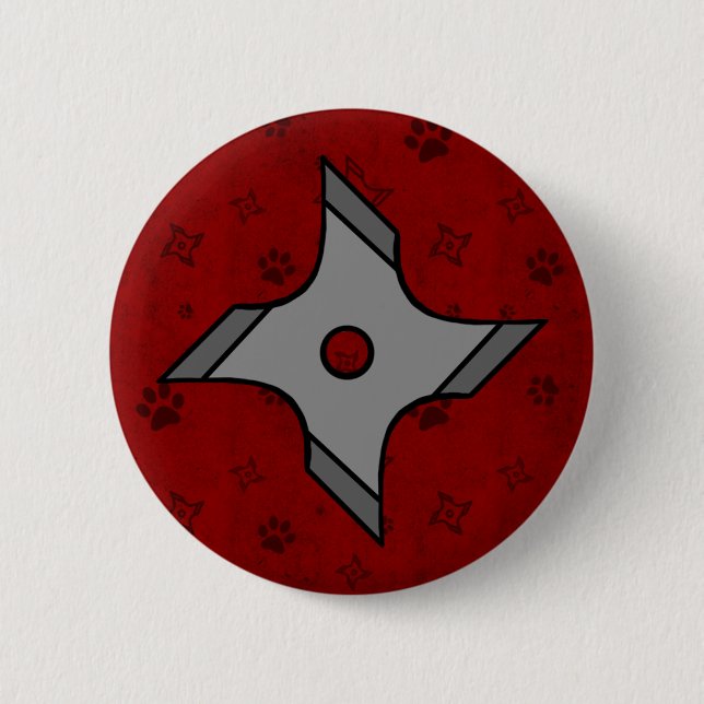 Shuriken Ninja Star In Red Button (Front)
