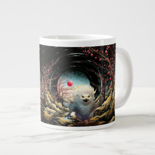 Shush It's me time, fantisy white hedgehog Large Coffee Mug