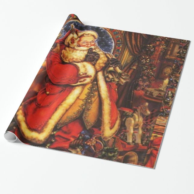 shushing Santa cropped Wrapping Paper (Unrolled)