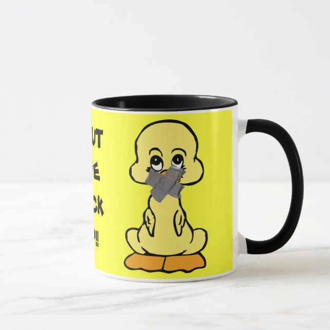 SHUT THE DUCK UP! yellow duck ringer ceramic mug (Right)