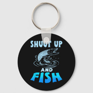 Shut Up And Fish Funny Fishing Tee Shirt For Men W Key Ring