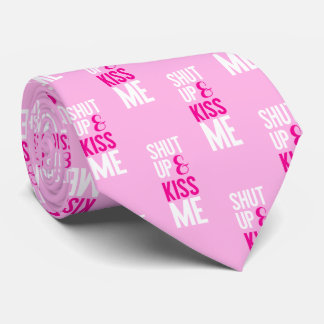 Shut Up And Kiss Me Typography Pink Valentine's Tie