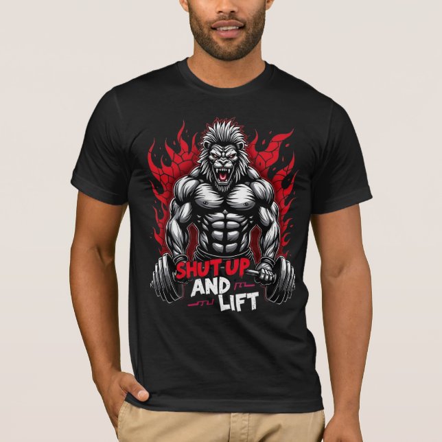 Shut Up and Lift – Beast Hybrid Gym Tee (Front)
