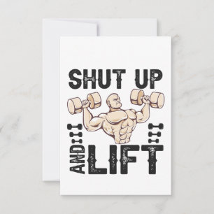 Shut up and Lift Funny Fitness Bodybuilding Gift  Thank You Card