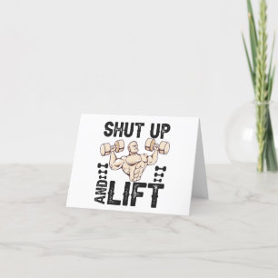 Shut up and Lift Funny Fitness Bodybuilding Gift  Thank You Card