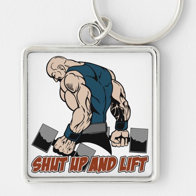 Shut Up and Lift Weightlifter Key Ring (Front)