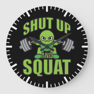 Shut Up And Squat Kawaii Anime Powerlifter Cartoon Large Clock