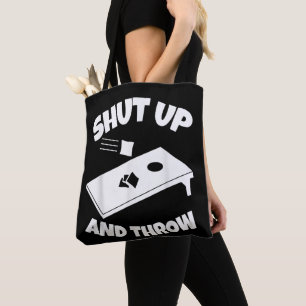 Shut Up And Throw Funny Cornhole Design Cornhole Tote Bag