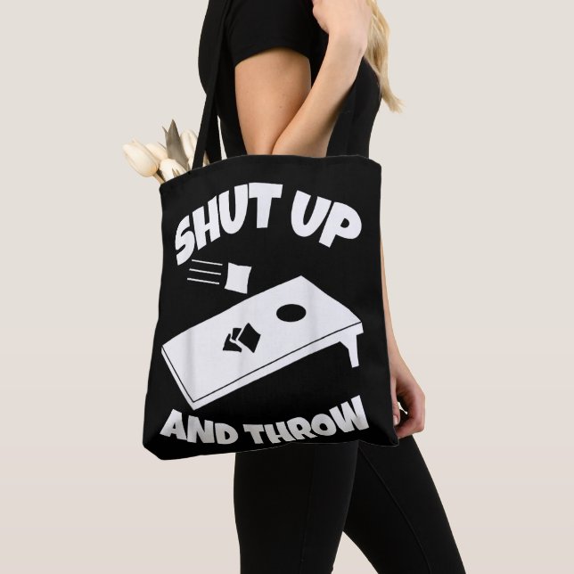 Shut Up And Throw Funny Cornhole Design Cornhole  Tote Bag (Close Up)