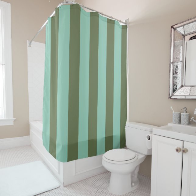 Shutters & Pear Stripe Pattern Shower Curtain (In Situ)