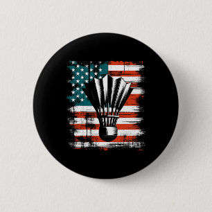 Shuttle American Flag - Patriotic Usa Badminton Lo 6 Cm Round Badge
