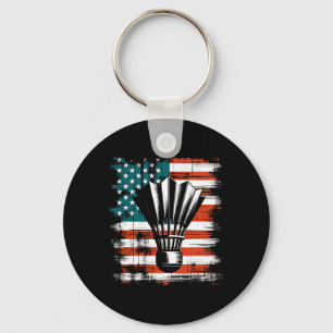 Shuttle American Flag - Patriotic Usa Badminton Lo Key Ring