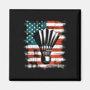 Shuttle American Flag - Patriotic Usa Badminton Lo Magnet