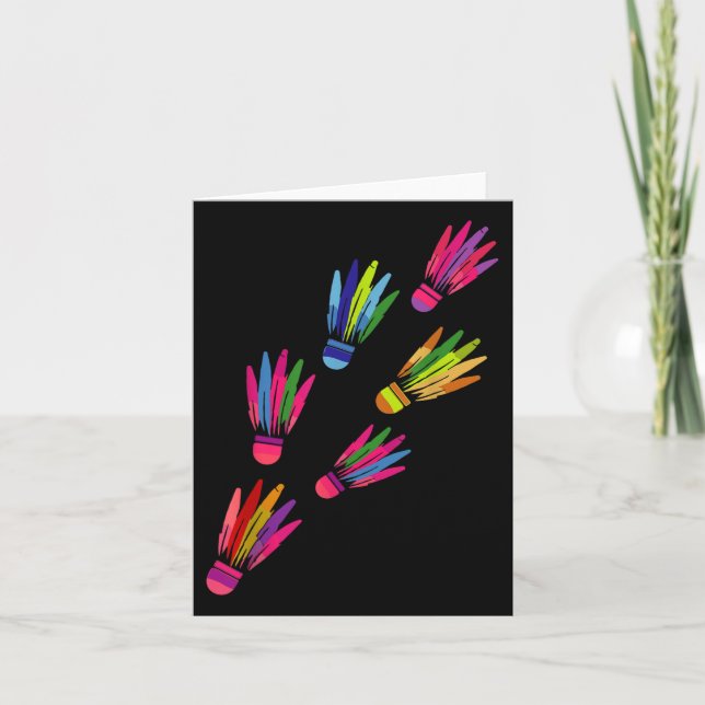 Shuttle Badminton Colourful Players Man Women  Card (Front)