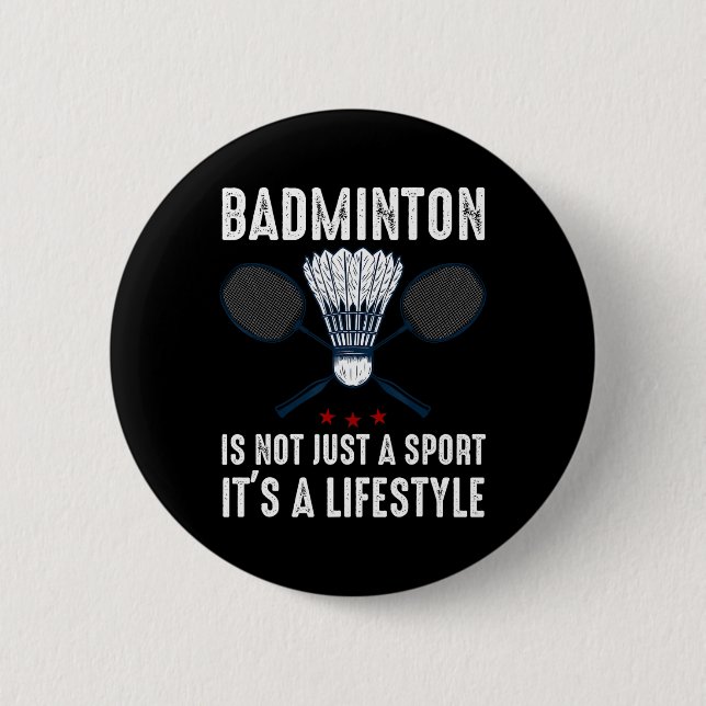 Shuttle Badminton Player  6 Cm Round Badge (Front)