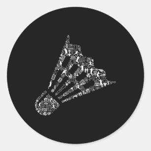 Shuttle Collage Badminton Player Shirt Badminton Classic Round Sticker