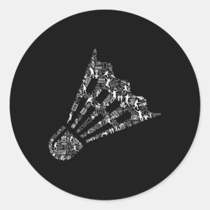 Shuttle Collage Badminton Player Shirt _ Badminton Classic Round Sticker