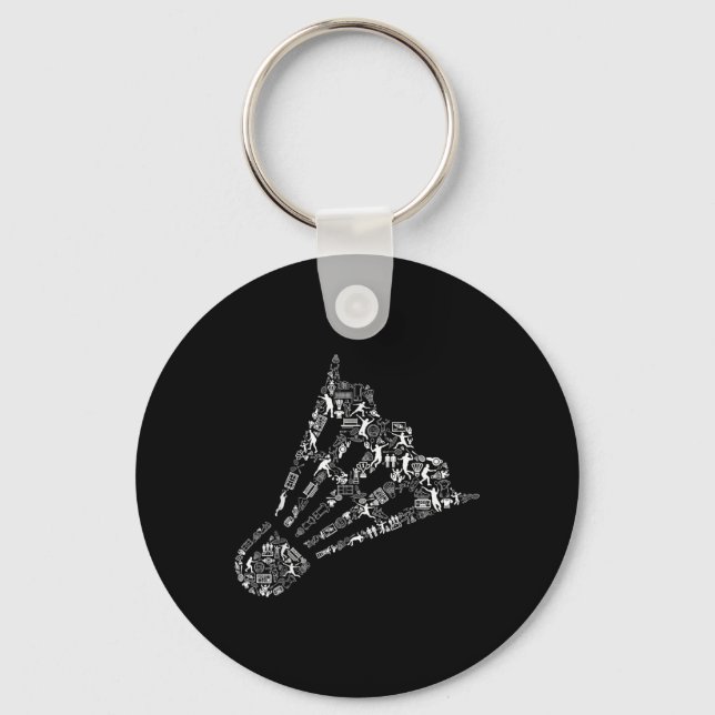 Shuttle Collage Badminton Player Shirt _ Badminton Key Ring (Front)