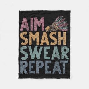 Shuttle Funny Saying Smash Repeat Mens Badminton Fleece Blanket