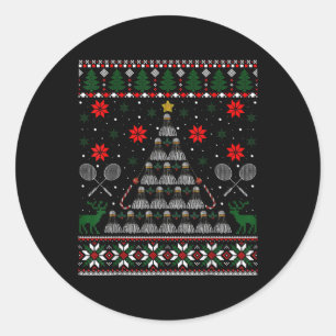 Shuttle Graphic Badminton Player Gift Ugly Christm Classic Round Sticker