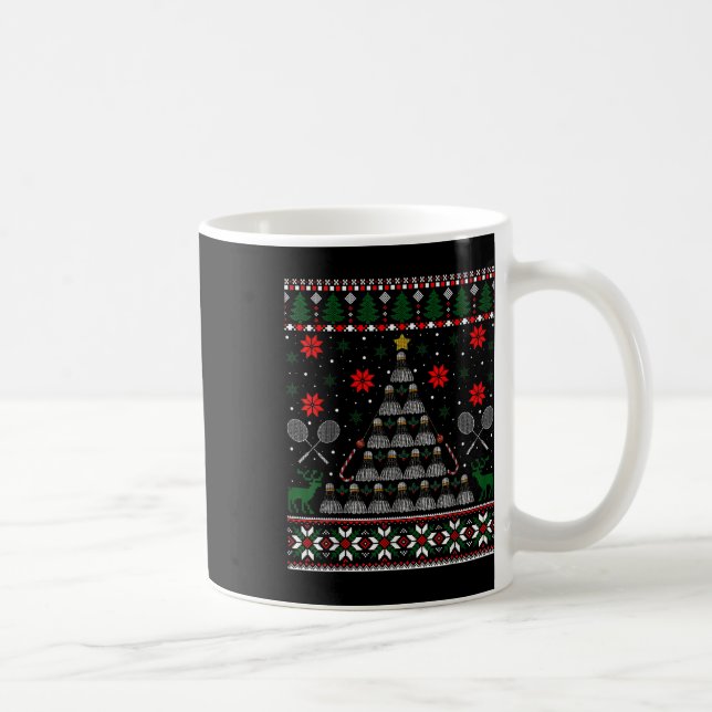 Shuttle Graphic Badminton Player Gift Ugly Christm Coffee Mug (Right)