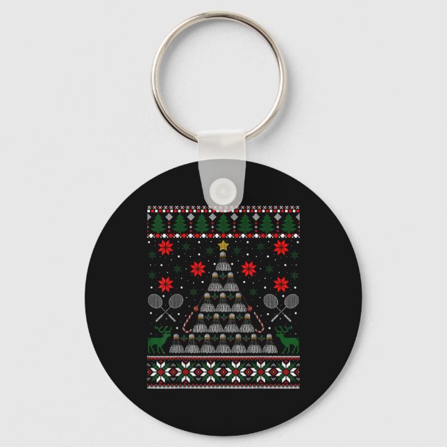 Shuttle Graphic Badminton Player Gift Ugly Christm Key Ring (Front)