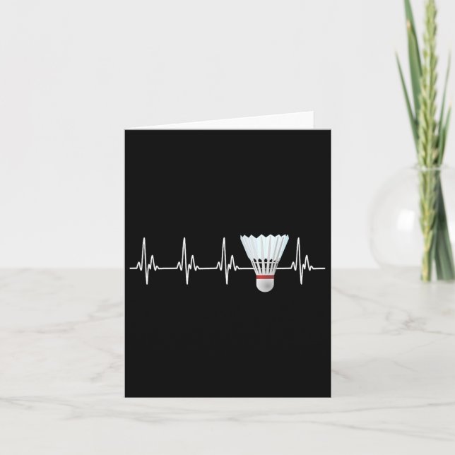 Shuttle Heartbeat Funny Badminton Player  Card (Front)