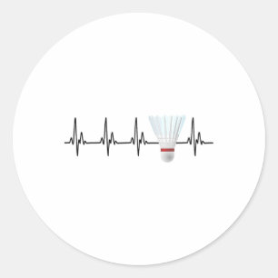 Shuttle Heartbeat Funny Badminton Player Classic Round Sticker