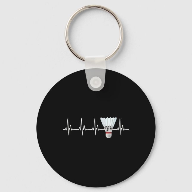 Shuttle Heartbeat Funny Badminton Player  Key Ring (Front)