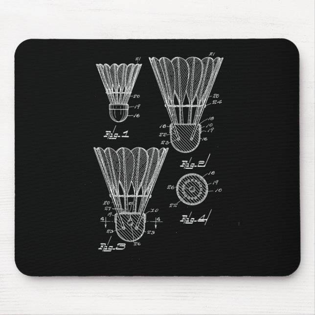 Shuttle Patent Drawing Badminton  Mouse Pad (Front)