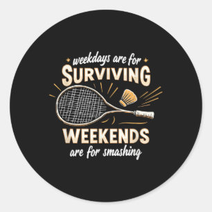 Shuttle Racquet - Team Player Court Racket Badmint Classic Round Sticker
