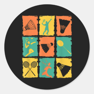 Shuttle Retro Vintage Badminton Player Badminton  Classic Round Sticker