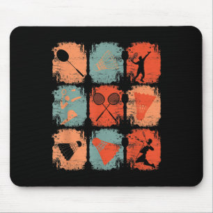 Shuttle Retro Vintage Badminton Player Badminton Mouse Pad