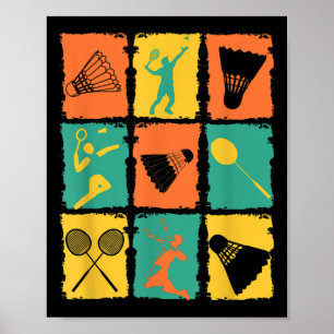 Shuttle Retro Vintage Badminton Player Badminton Poster