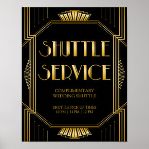 Shuttle Service Wedding Sign Gatsby Art Deco