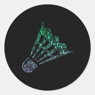 Shuttle Silhouette Dminton Player Shirt Mens Dmint Classic Round Sticker