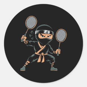 Shuttle Team Racket - Court Racquet Badminton Ninj Classic Round Sticker