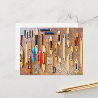 Shuttles Bobbins and Weaving Tools Postcard