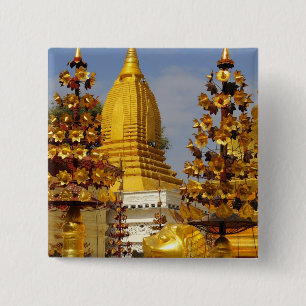 Shwe Zigon Pagoda complex in Bagan (Pagan), 15 Cm Square Badge