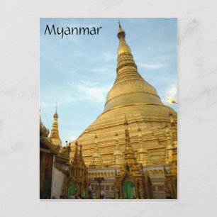 shwedagon gold stupa postcard